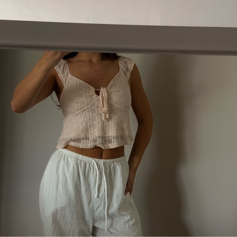 Cream Lace Crop Top